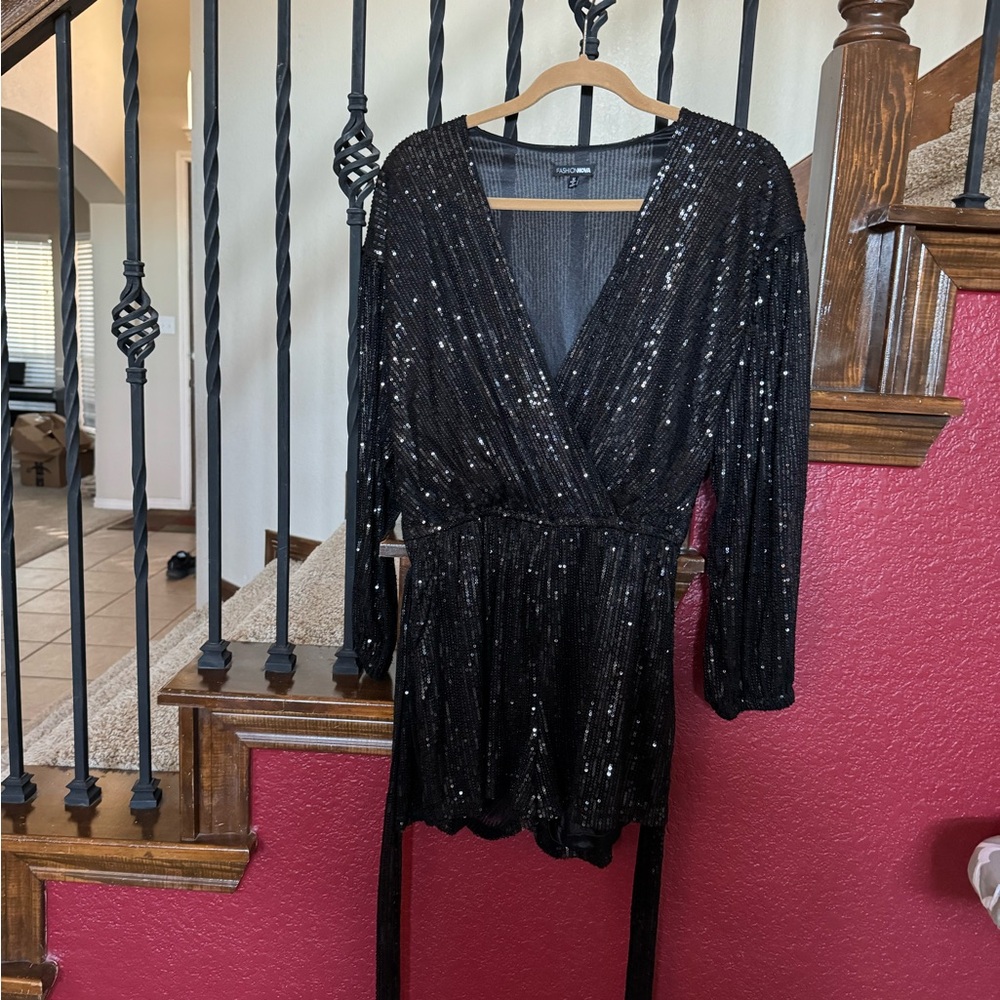 Fashion Nova Black Sequin Dress